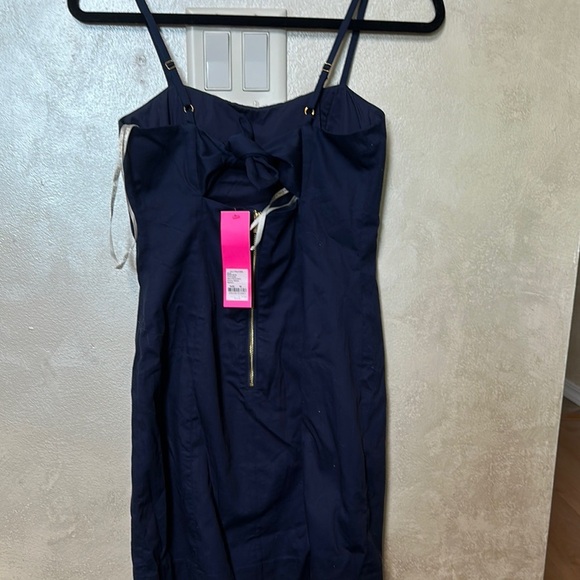 NWT Lilly Pulitzer Blue and White Sheath Mini Dress Spaghetti Straps sz 00 - Picture 6 of 8